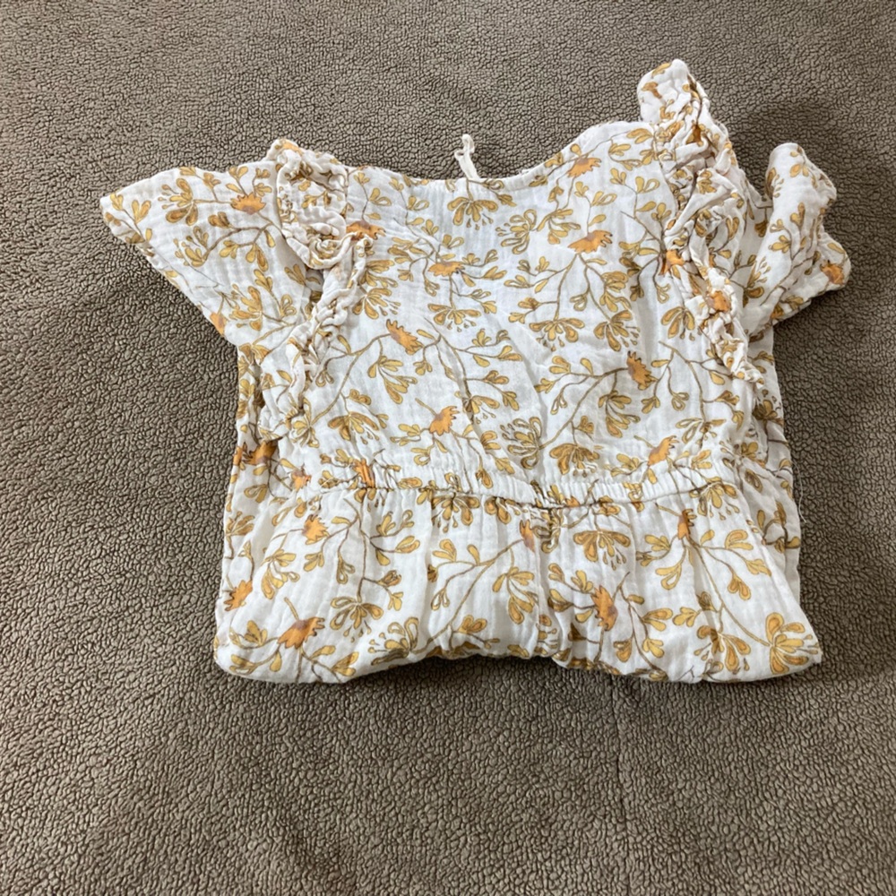 Jessica Simpson White and Mustard Floral One-Piece